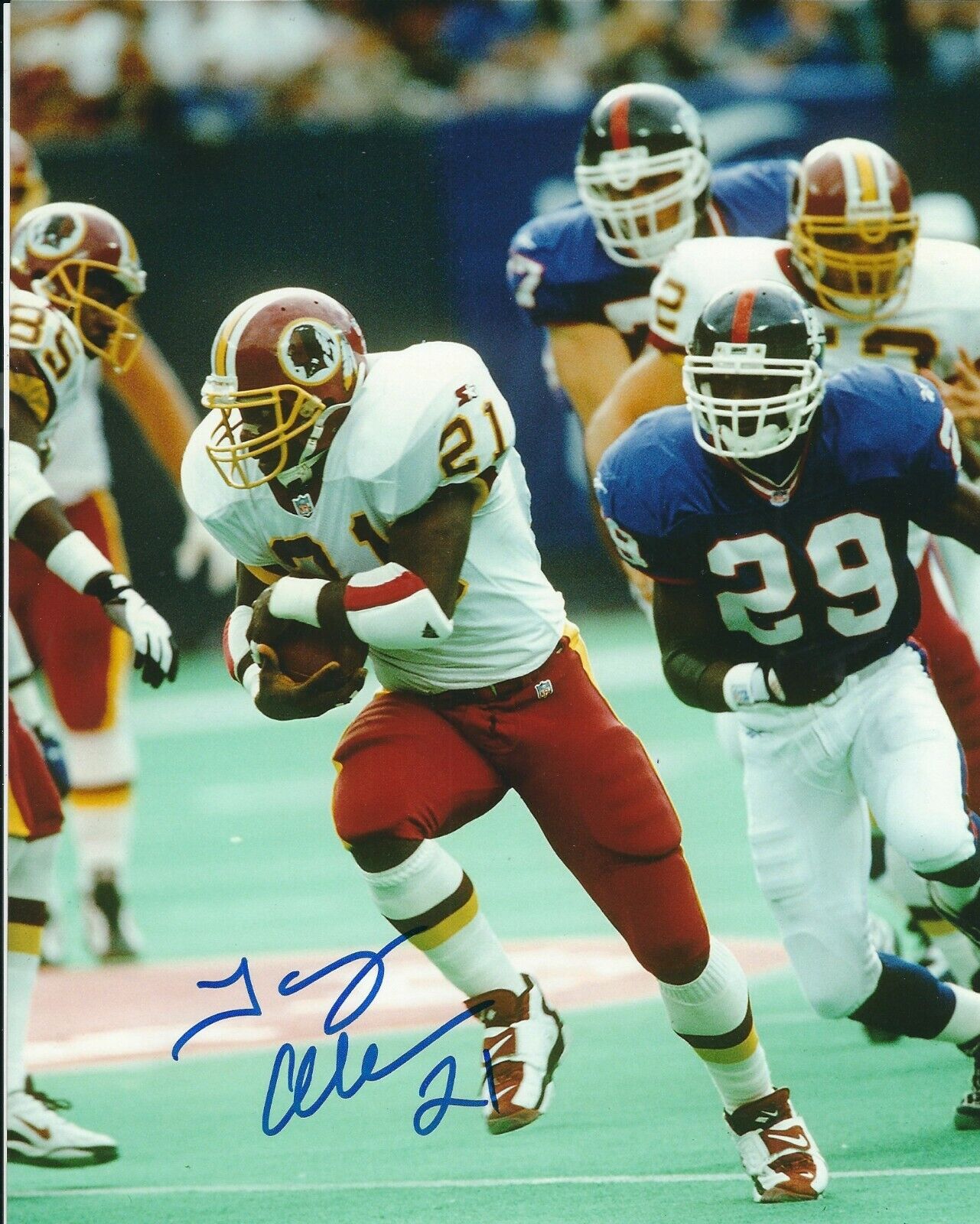 Autographed TERRY ALLEN Washington Redskins 8x10 Photo Poster painting w/COA