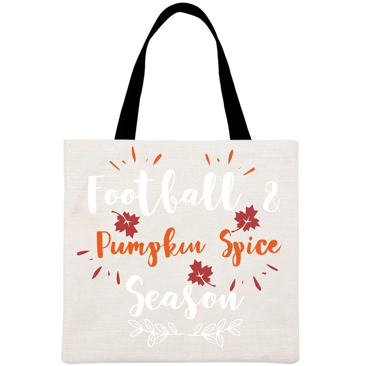 Football and Pumpkin Spice season Printed Linen Bag-Annaletters