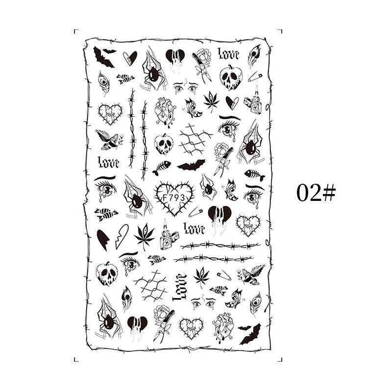 1PCS Bloody Halloween Theme Nail Foil Stickers Red Hand Scar Lips Snake Anime Nail Design 3D ManicureS Gel Polish Decor Sliders