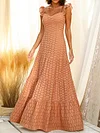Crochet Look-Thin Puff Sleeves Maxi Dress