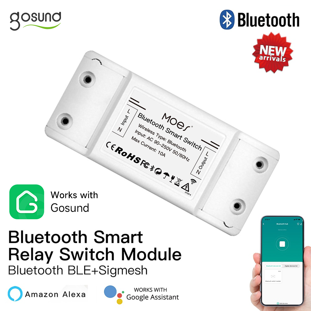 MOES Bluetooth Smart Switch Relay Module Single Point Control Sigmesh Wireless Remote Control with Alexa Google Home tuya