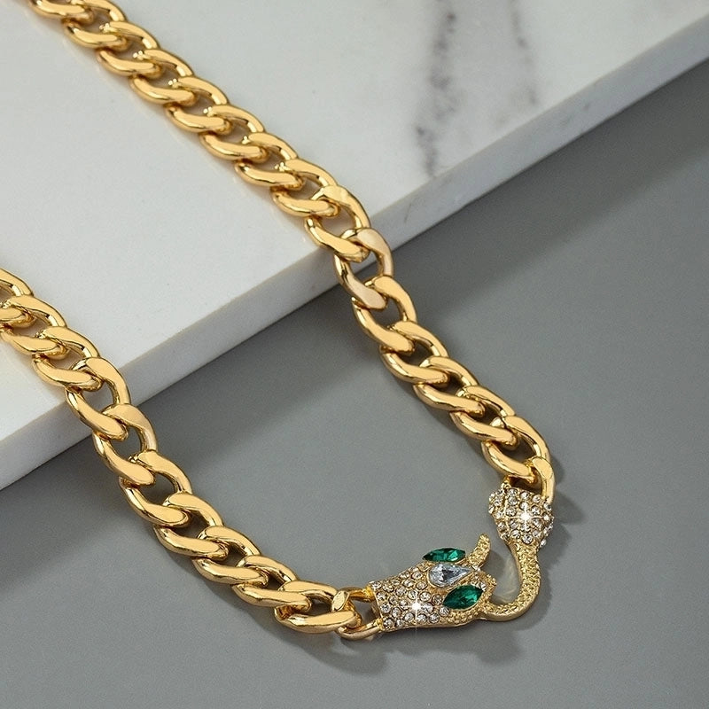 Gothic Retro Vintage Style Snake Alloy Plating Inlay Artificial Rhinestones 14k Gold Plated White Gold Plated Men’s Choker Choker