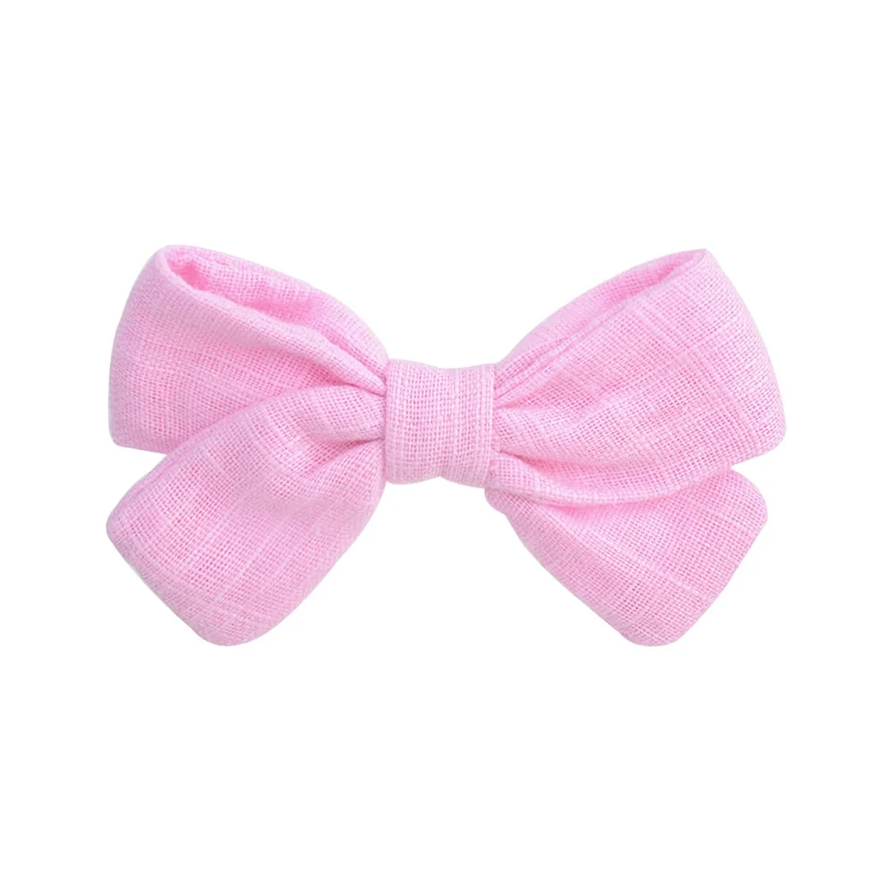 1Pc Cotton Linen Leopard Print Hair Bows With Clip For Baby Girls Plaid Hair Clips Barrettes Hairpins Headwear Hair Accessories