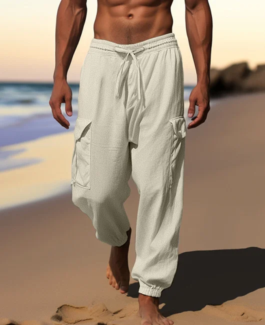 Casual Linen Loose Multi-pocket Jogger Pants 
