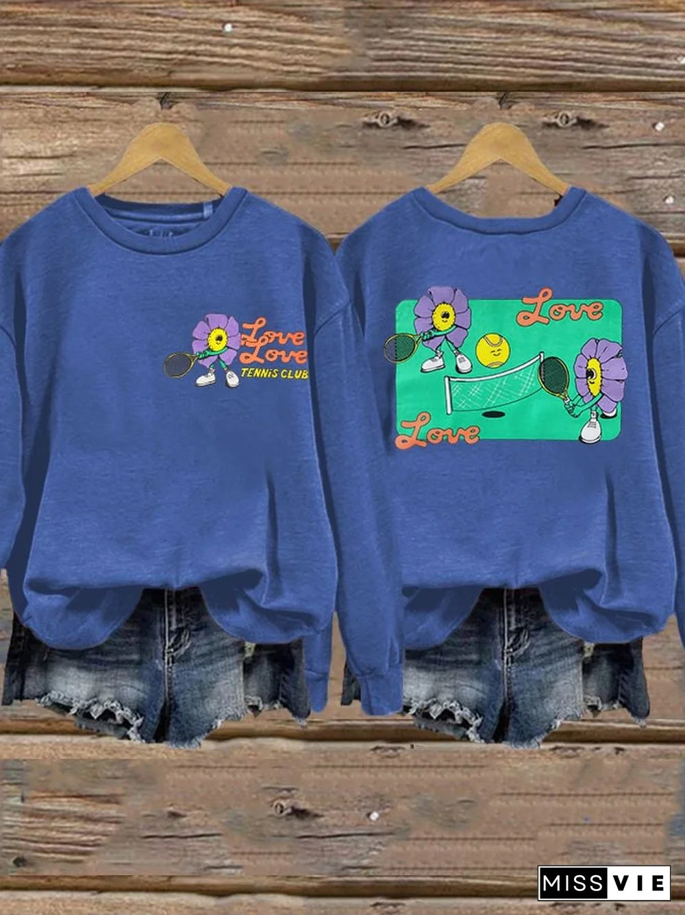 women's love love tennis clus sweatshirt