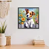 Chiot dans les fleurs-peinture au diamant rond-30*30cm