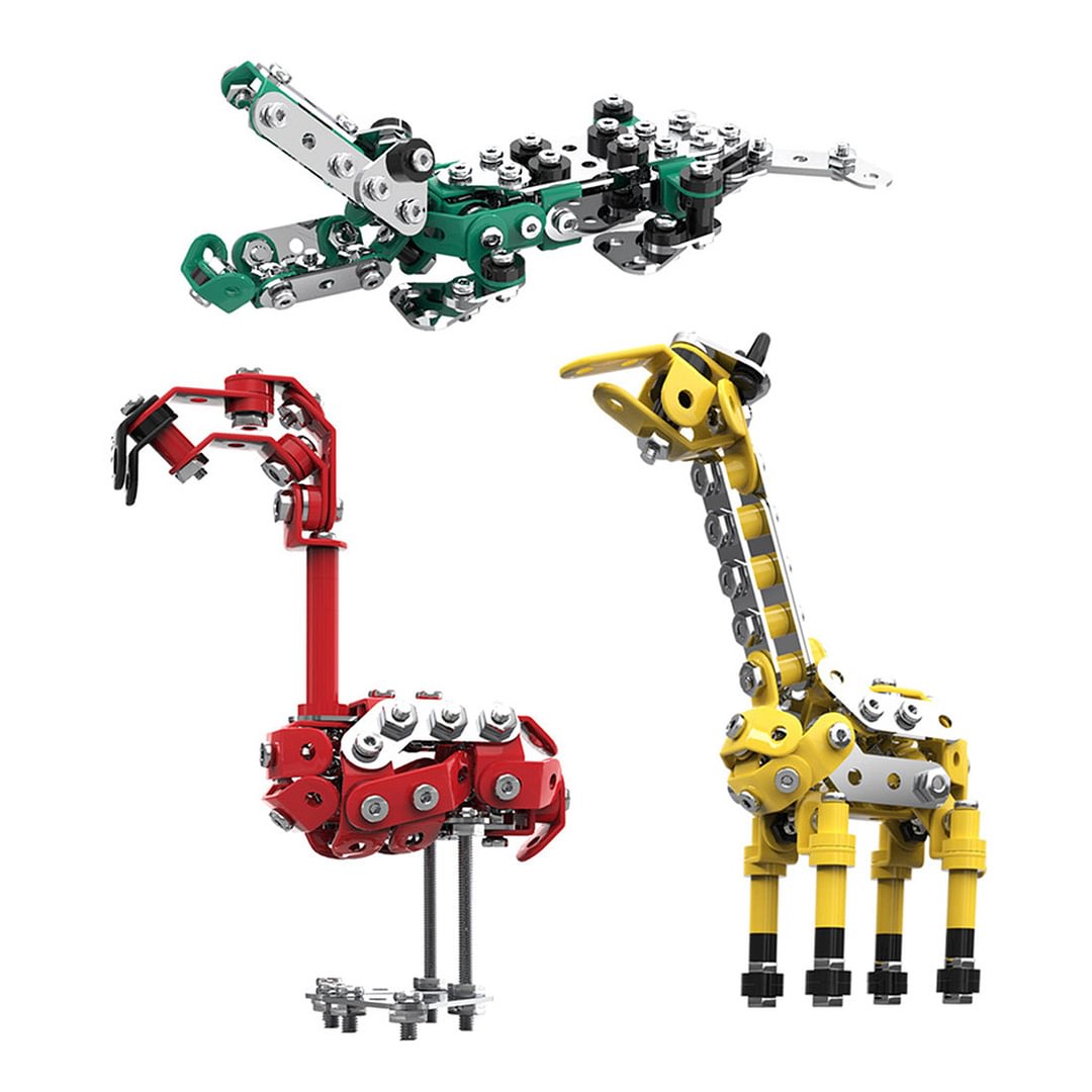 3Pcs/ Set DIY Metal Flamingo Giraffe Crocodile Toy Animal Model Set,okpuzzle,3dpuzzle,puzzle shop,puzzle store