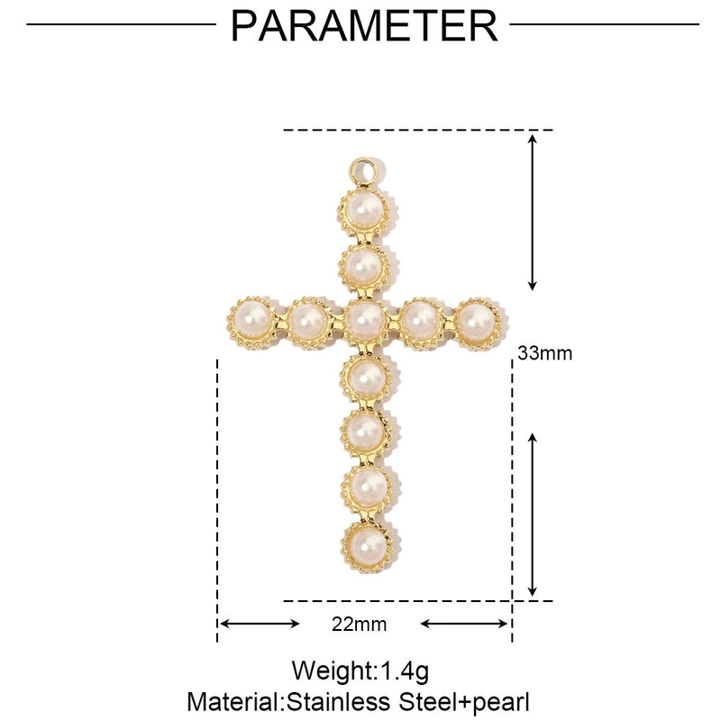 3 PCS/Package 25*44mm 35*40mm 37*40mm Titanium Steel Pearl Zircon Cross Sun Heart Shape Pendant Jewelry Accessories