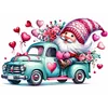 Valentines Day Flower Car Gnome - Full Round Drill Diamond Painting