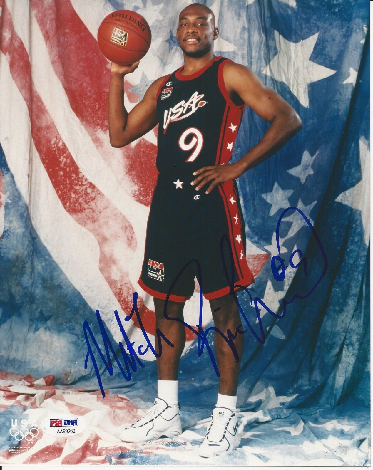 MITCH RICHMOND Signed TEAM USA 8x10 Photo Poster painting w/ PSA COA