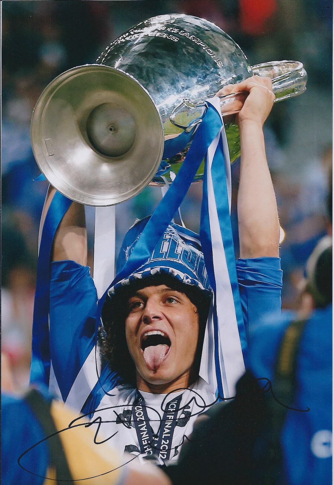 David LUIZ Signed Autograph 12x8 Photo Poster painting AFTAL COA Chelsea Champions League Winner