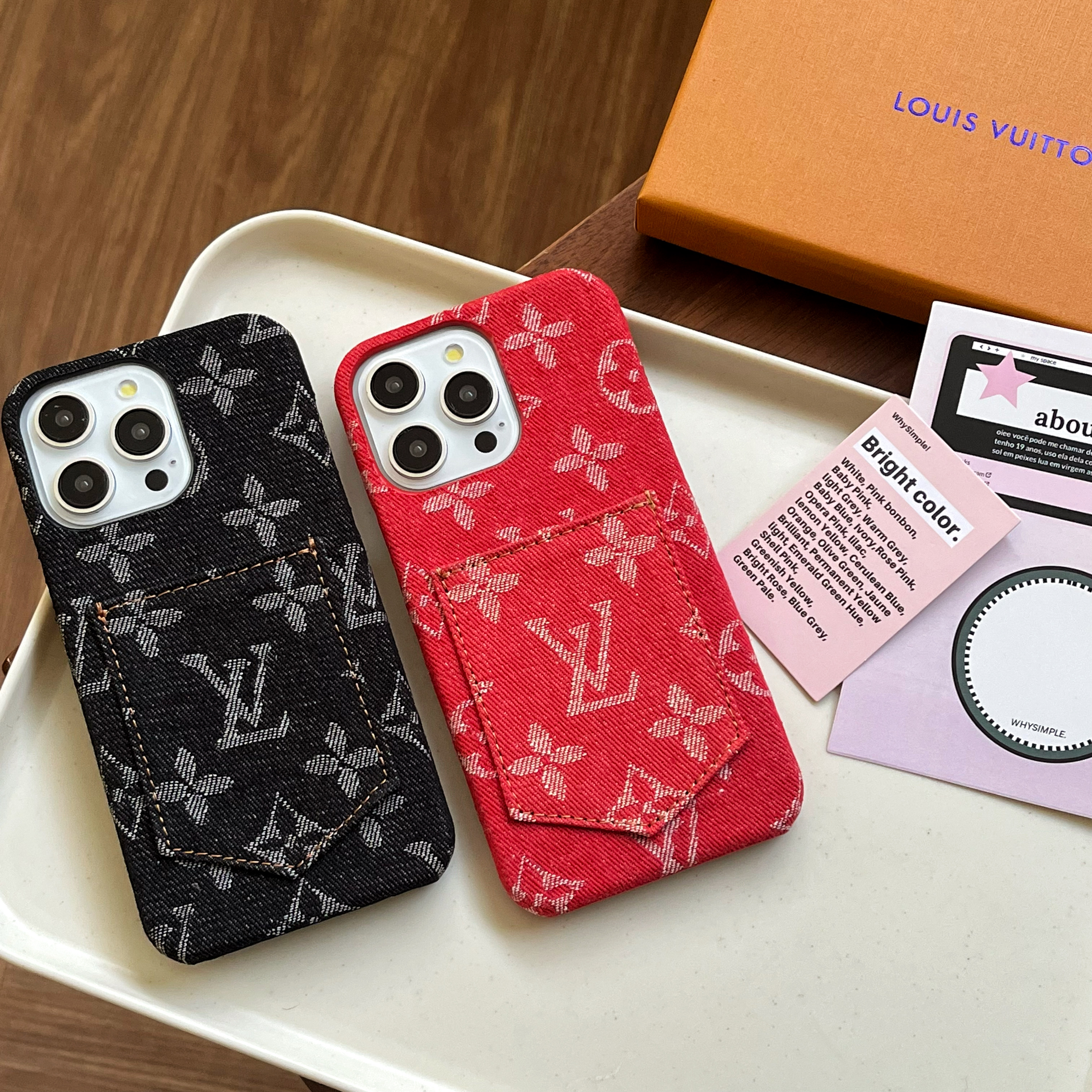 Denim Canvas LV Back Card Slot Apple iPhone Case