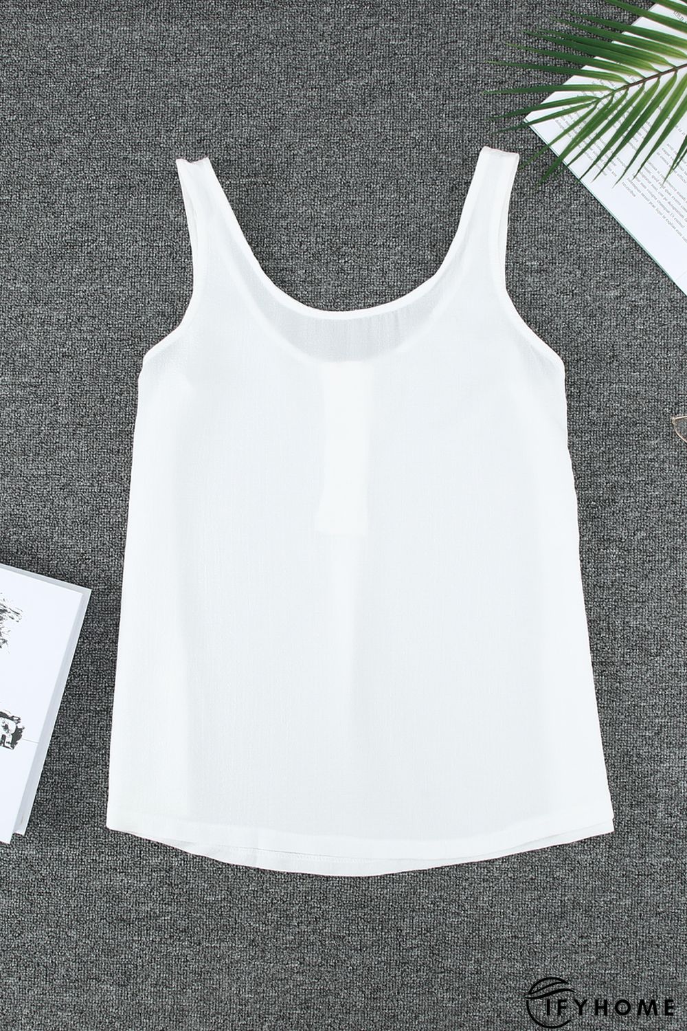 White Button Textured Tank Top | IFYHOME