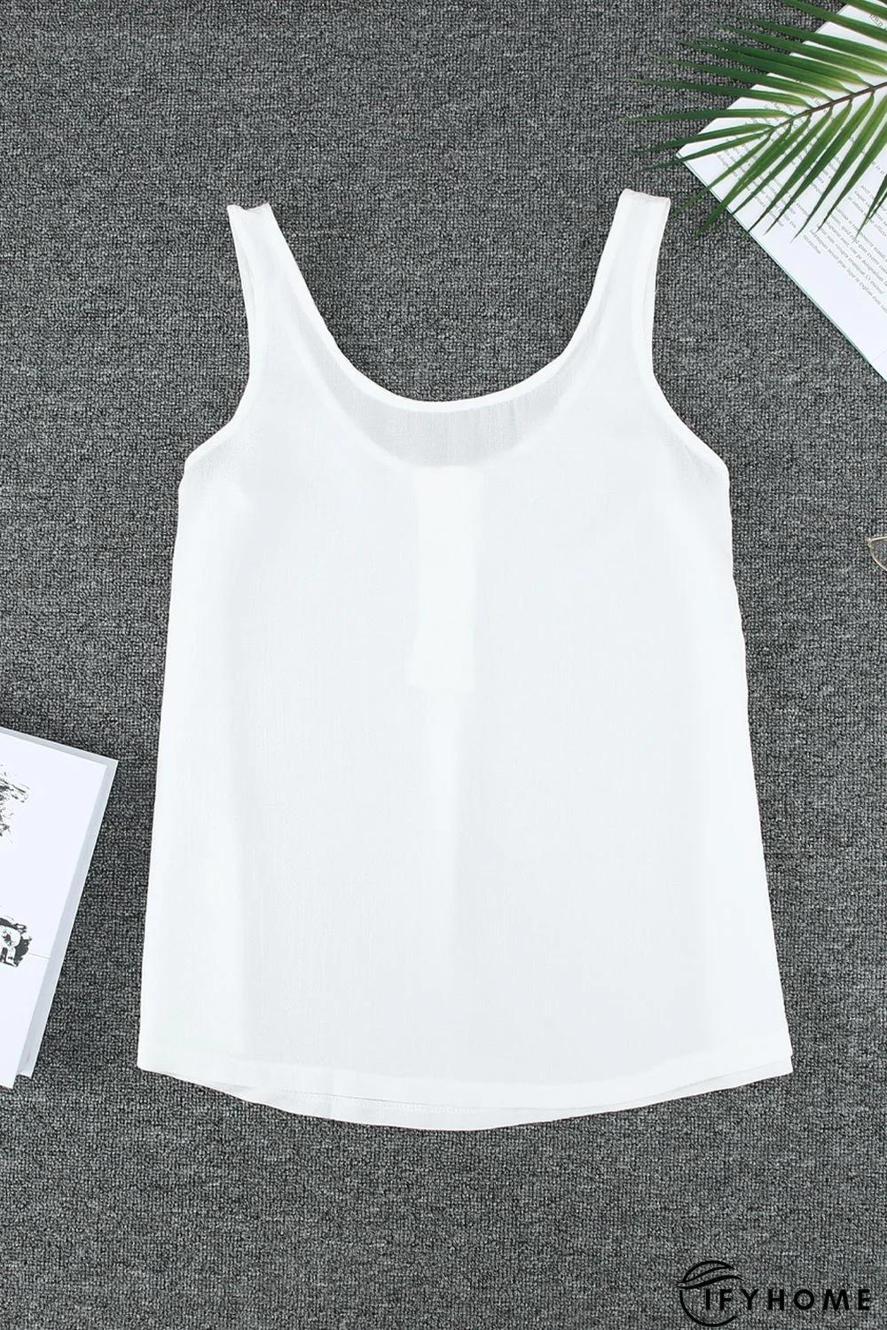 White Button Textured Tank Top | IFYHOME