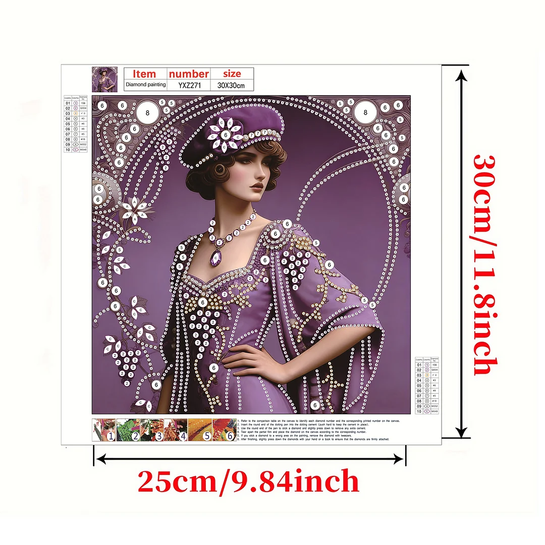 Purple Beauty Special Shaped 5D DIY Partial Drill Diamond Painting Kit 30x30cm