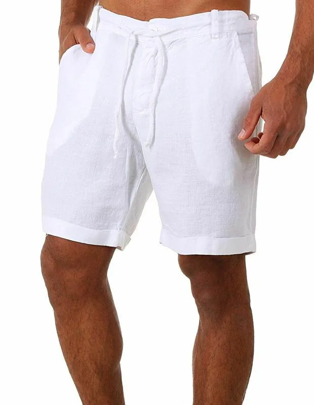 Men's solid color lace-up shorts