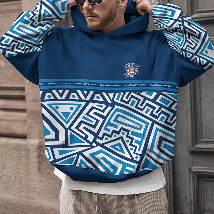 Oklahoma City Thunder Printed Hooded Pocket Pullover Hoodie