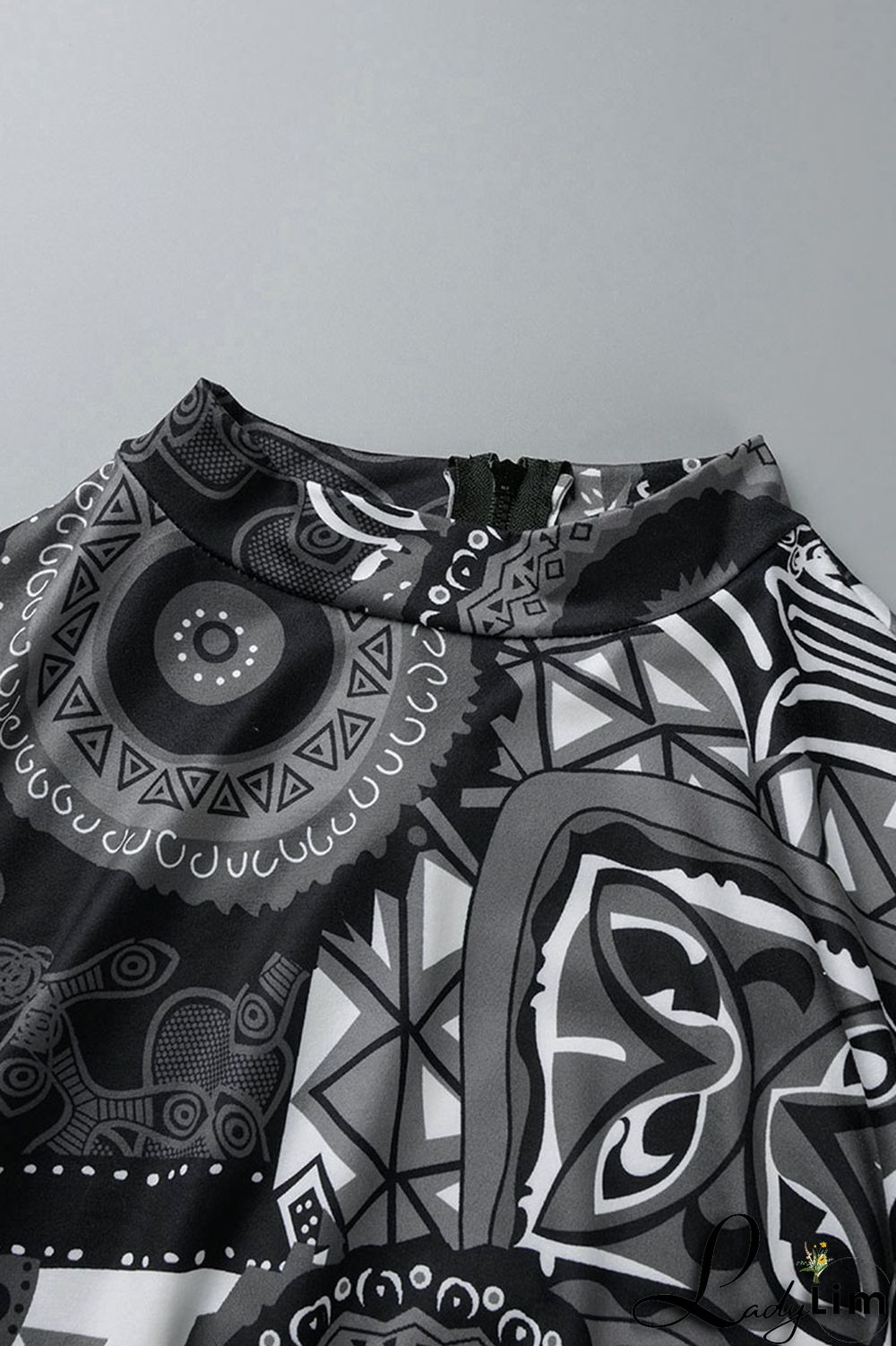 Black Fashion Casual Print Patchwork O Neck Straight Plus Size Dresses