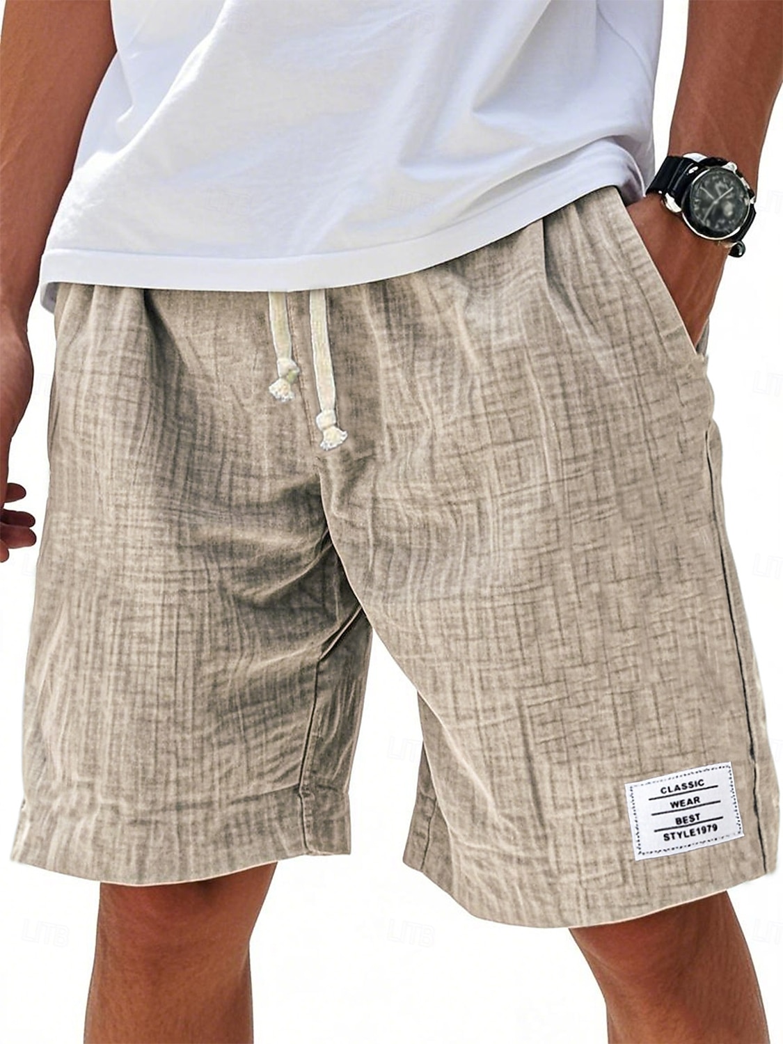 Men's Shorts Summer Shorts Beach Shorts Casual Shorts Drawstring Elastic Waist Solid Color Comfort Knee Length Daily Outdoor Streetwear Fashion Retro Vintage Blue Black Micro-elastic 2026 - $23.99 –P9