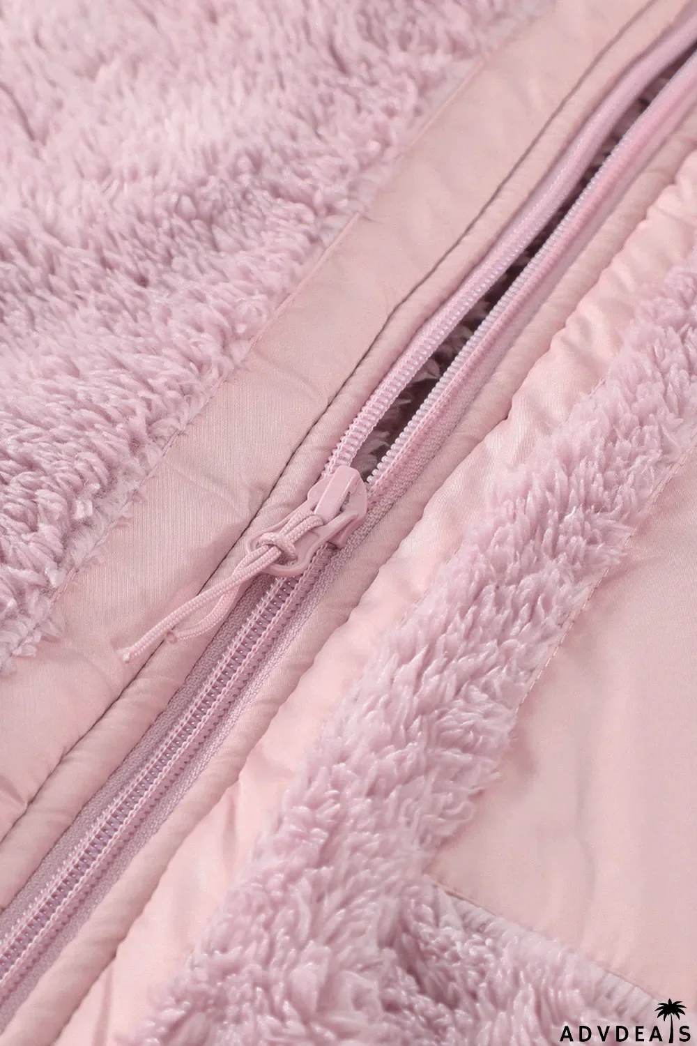 Zip Up Sherpa Coat With Pocket