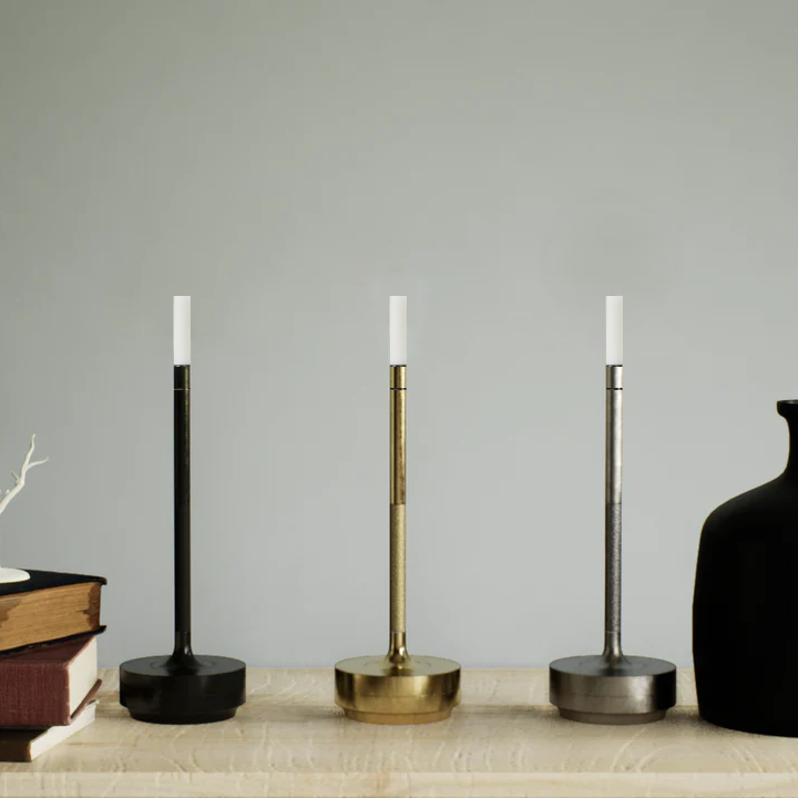 Metallic Wick Cordless Table Lamp - Dimmable & Waterproof Portable LED Light - Appledas