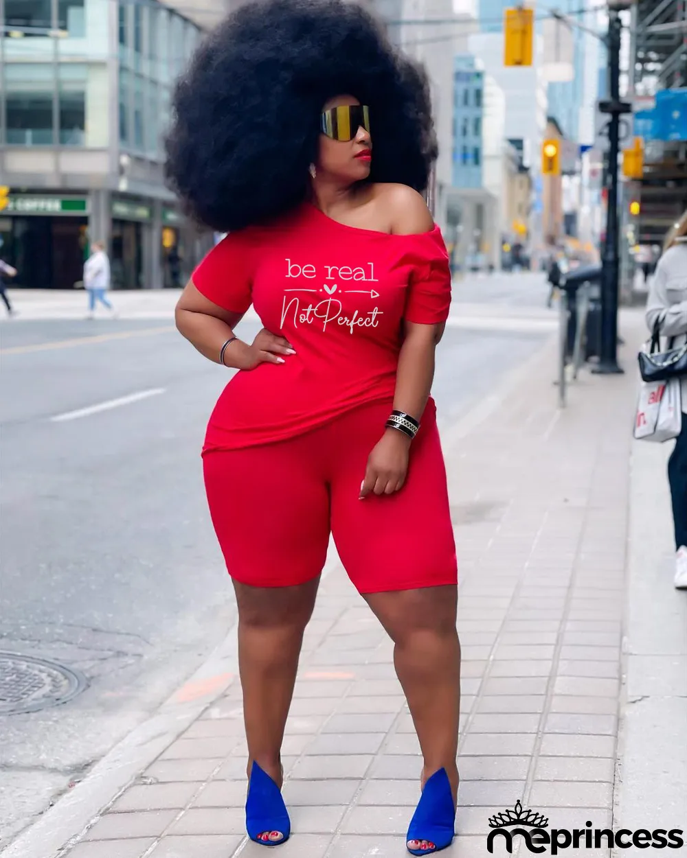 Plus Size Casual Letter Print Short Sleeve Shorts Two Piece Sets