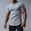 Men's Casual Slim Solid Color T-Shirt Fitness Running Sports Short Sleeve Tee by Inlyline