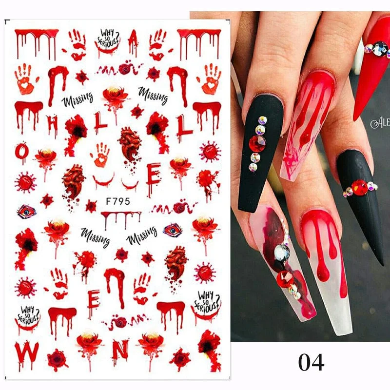 1Pc 3D Halloween Nail Stickers Anime Joker Spider Snake Sliders Nail Art Stickers Adhesive Christmas Decals Snowflake Decor-Nail Inspo