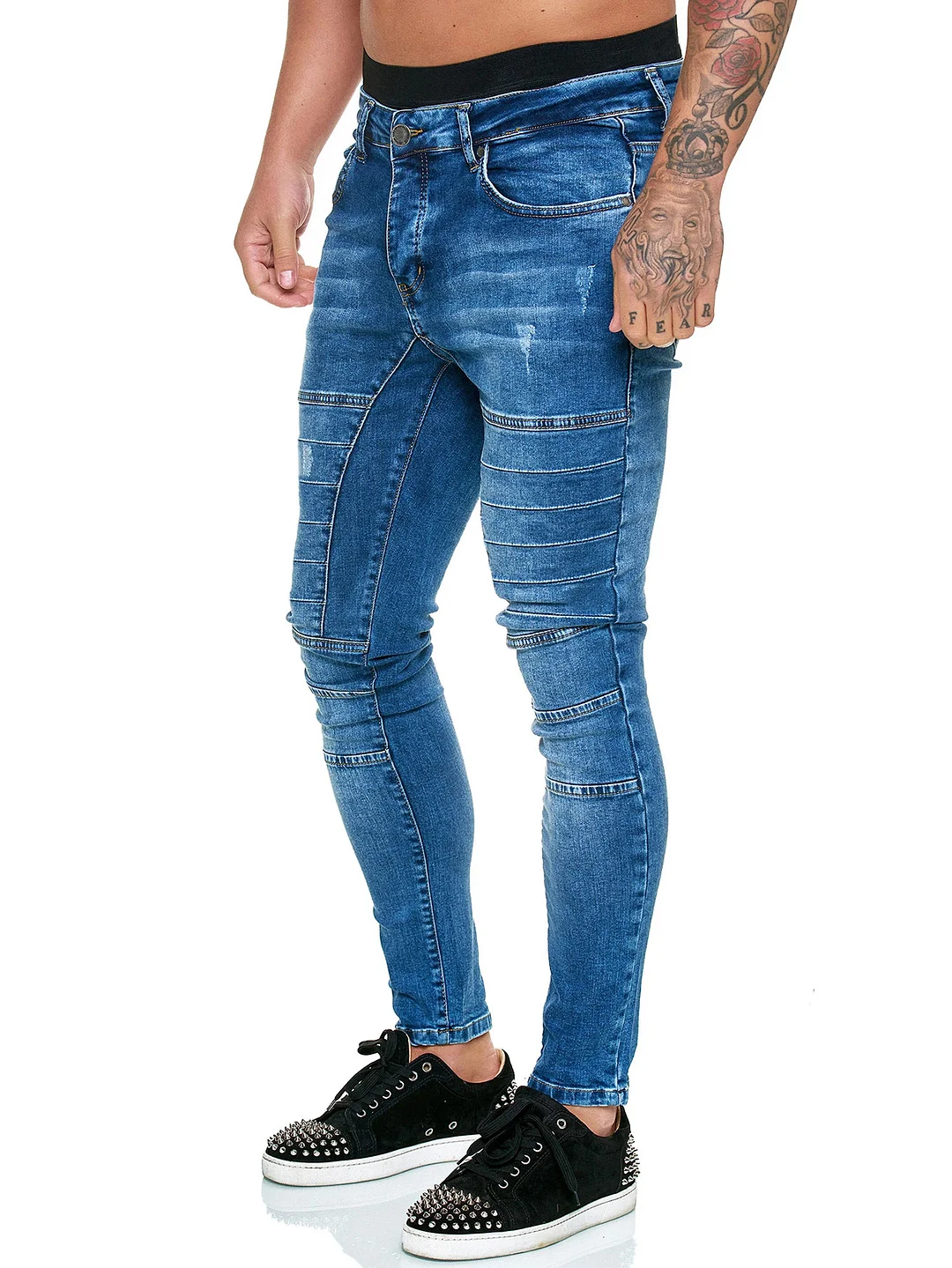 Men's Biker Jeans Retro Hip Hop Jeans for Men