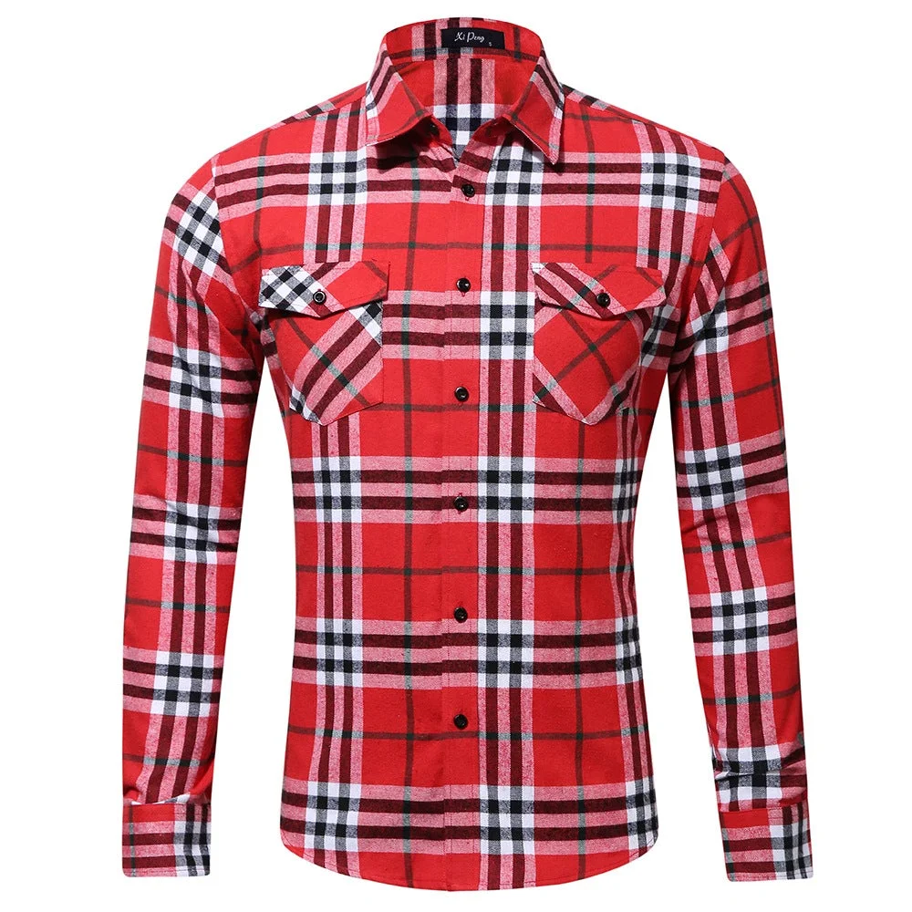 Plaid Flannel Shirt Jacket For Men