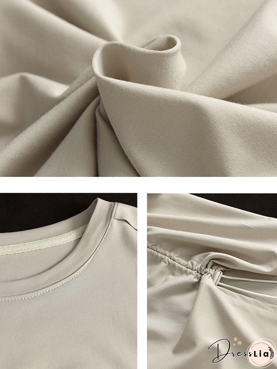 Women Casual Irregular Adjustable Hem Solid Summer Tops