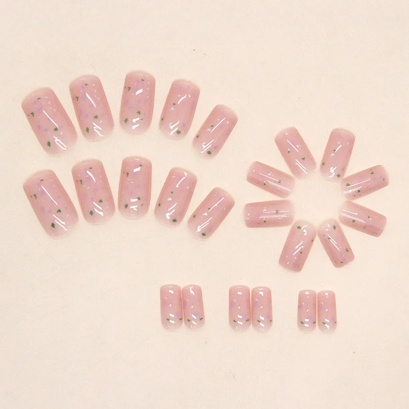 Churchf Churchf Pink Eggshell Fragments Nail Niche Fake Nails Ins Wind Wearable Cute Manicure