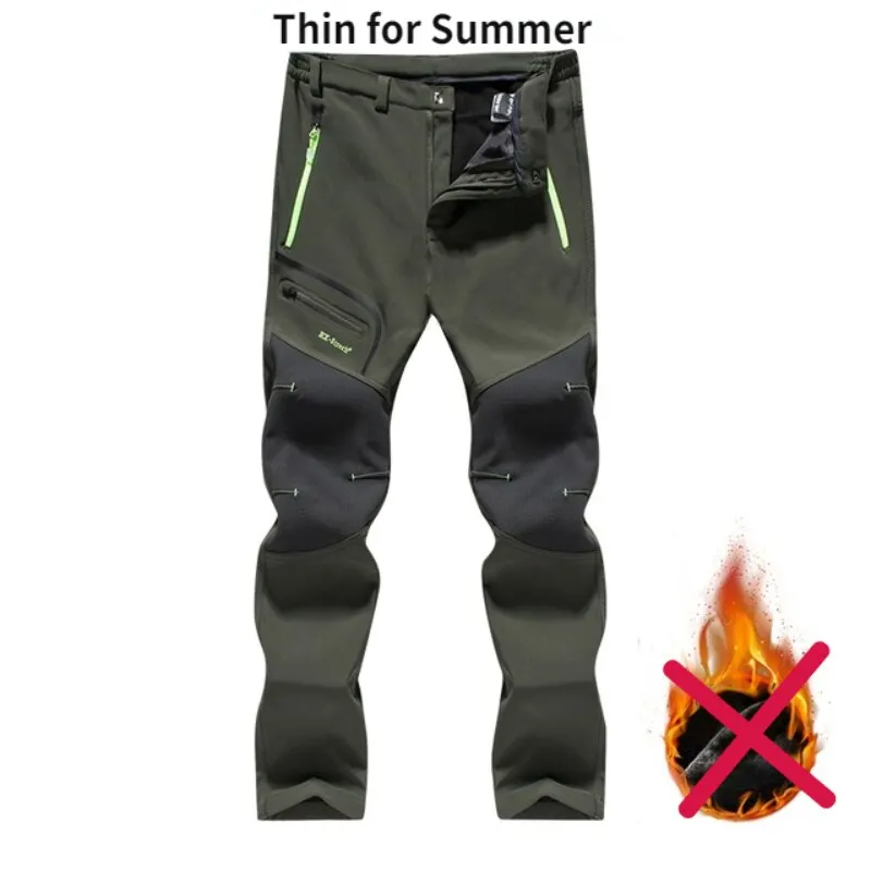 Men's Pants Winter Fleece Warm Oversized Outdoor Hiking Camping Sports Trousers Casual Soft Waterproof Cargo Pants Plus Size