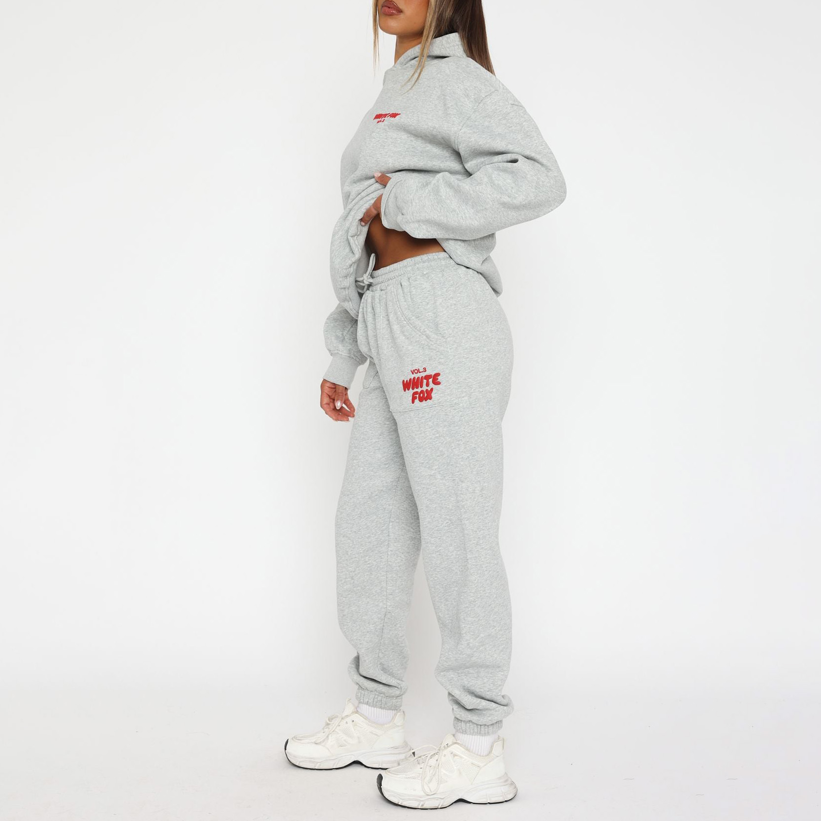 Fashion Sports LOGO Long Sleeve Pullover Hooded Sweatshirt Two Piece Set