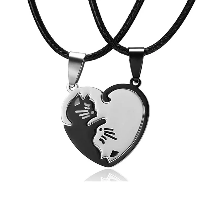 Cat Pendant Couple Necklace Techwear Shop