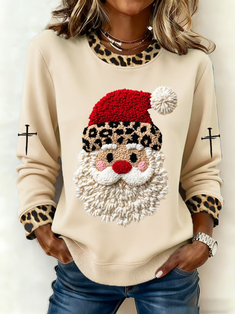 Women's Christmas Faith Print Crew Neck Sweatshirt wearshes