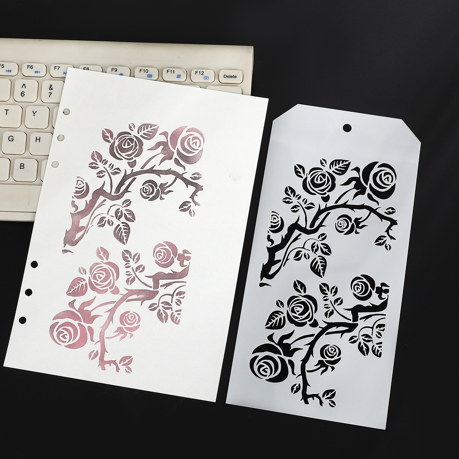 Journalsay Vintage Plant Flower Snowflake Halloween Christmas Decor Embossed Stencil Masking Sheet 
