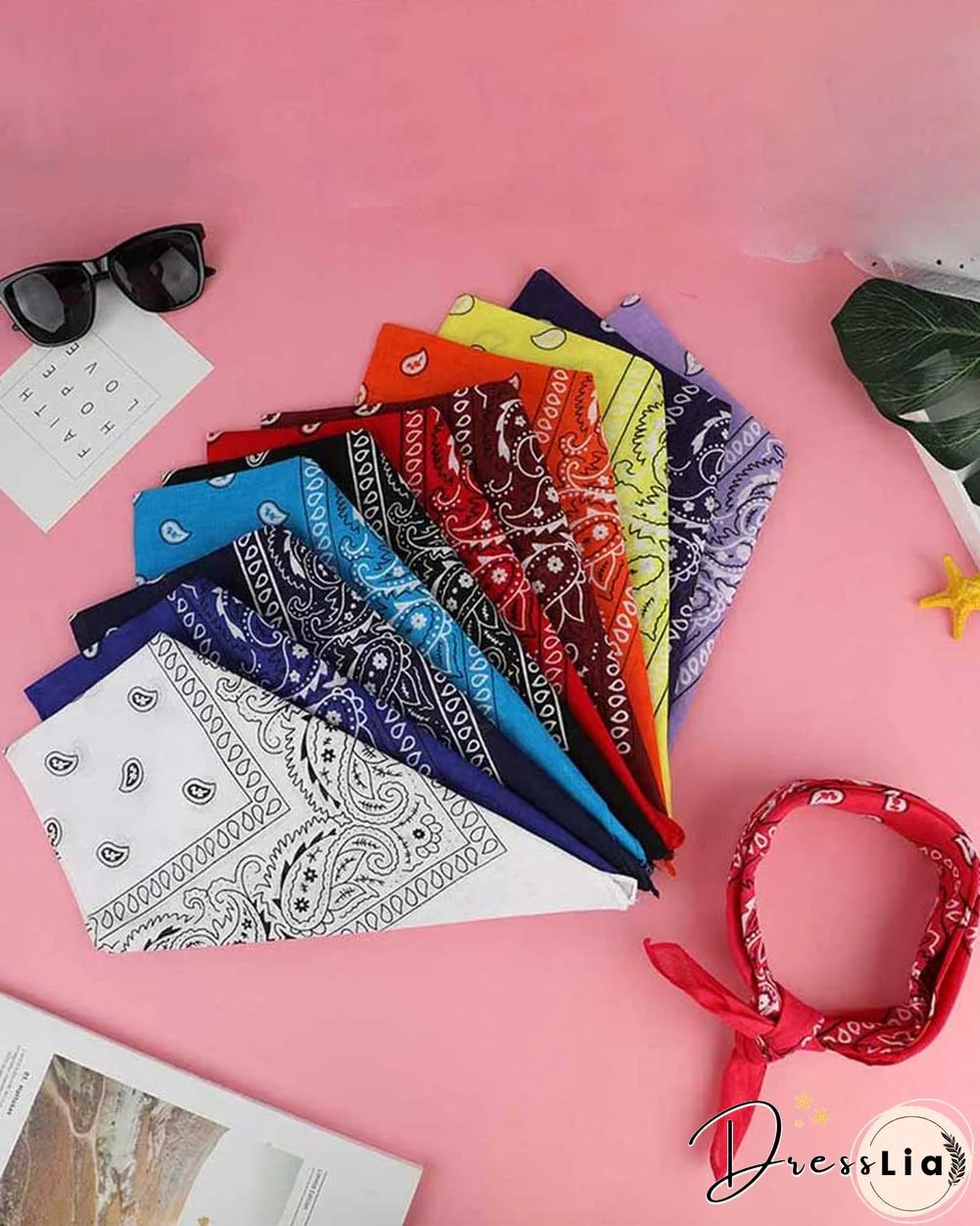 12PCS Paisley Cowboy Bandanas Head Wrap