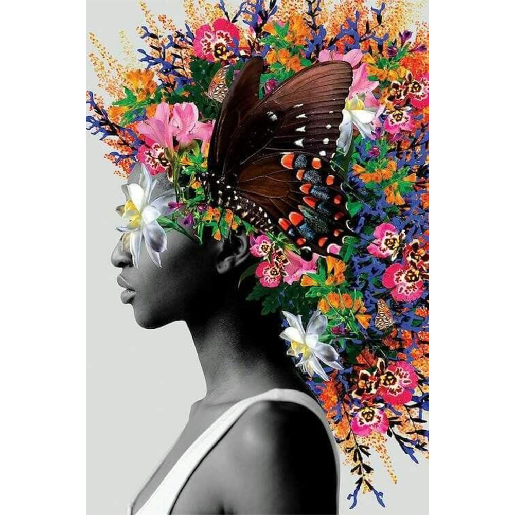 

30*25CM-Floral Design Women-Round Drill Diamond Painting, 501 Original