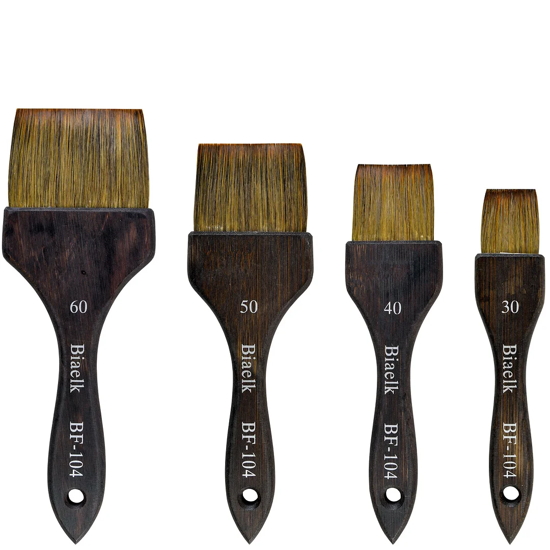 Free Shipping Biaelk BF-104 4PCS Goat Hair Bamboo Handle Watercolor Art Supplies For Artist Flat Hake Paint Brush , Hake paintbrushes for watercolor ,Flat paint brushes for wash painting 
