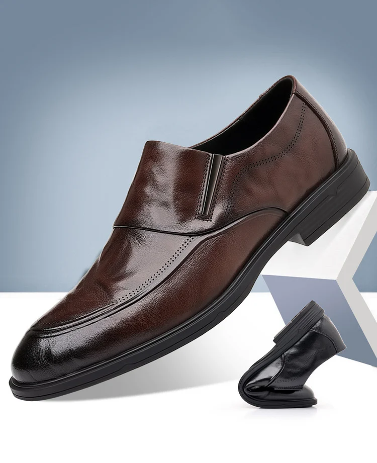 Business Casual Pointed Toe Solid Leather Shoes 