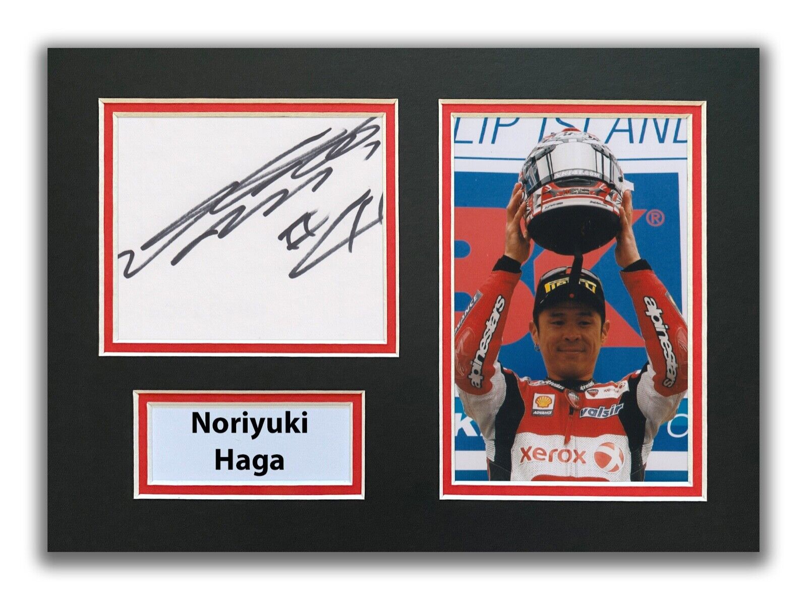 NORIYUKI HAGA HAND SIGNED A4 MOUNTED Photo Poster painting DISPLAY - WSBK - AUTOGRAPH 2.