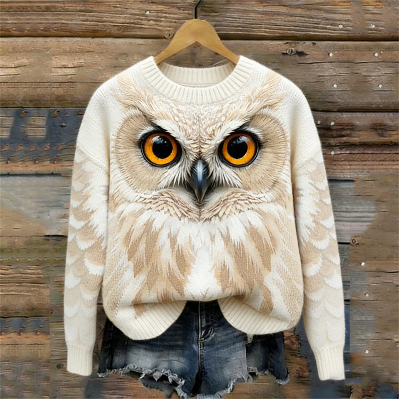 Lovely Forest Owl Inspired Cozy Knit Sweater wearshes