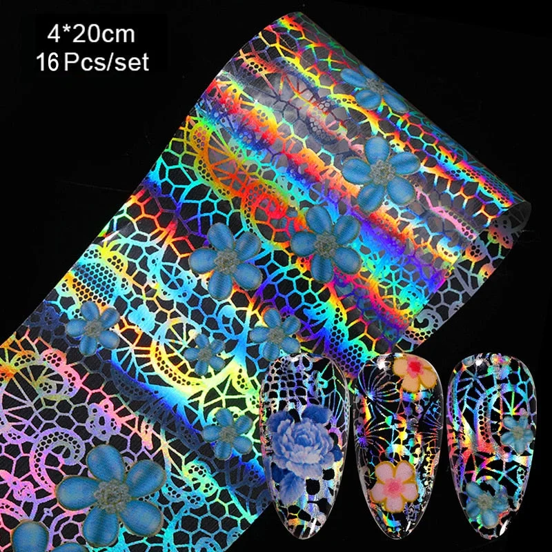 Christmas Of Foil Nail Art Stickers Set With Marble Flower Gilding Pattern Nail Transfer Decals Decorations Nail Accessories