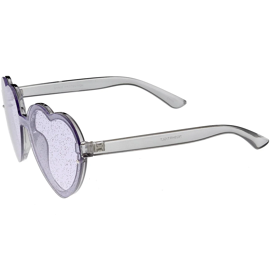 Women's Translucent Rimless Heart glasses Glitter Lens 52mm