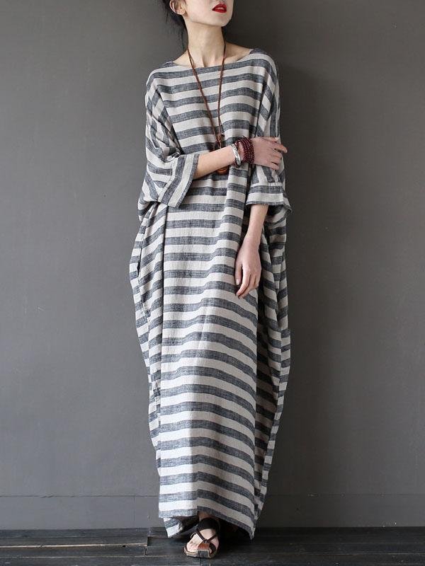Vintage Loose Striped Dress