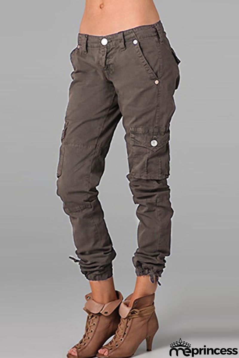 Street Solid Patchwork Skinny Mid Waist Pencil Solid Color Bottoms