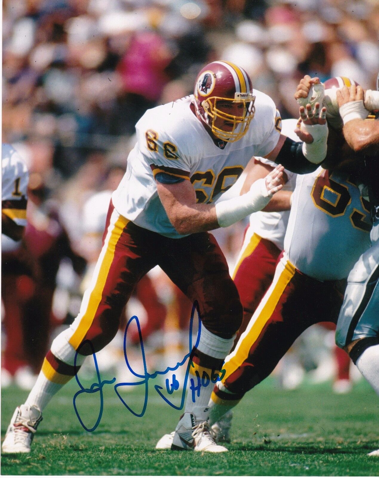 JOE JACOBY WASHINGTON REDSKINS HOGS ACTION SIGNED 8x10