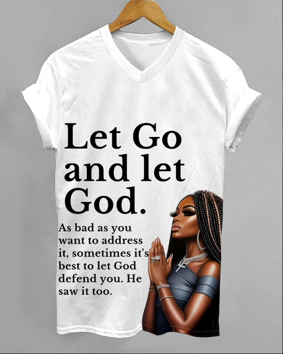 Let Go and Let God Unisex V-neck Short Sleeve Tshirt