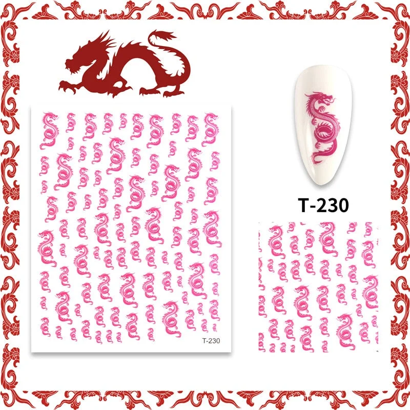 1PCS Chinese Dragon Nail Sticker And Decals Waterproof Tape with Adhesive Dragon Element Nail Sticker Punk Style Nail Art